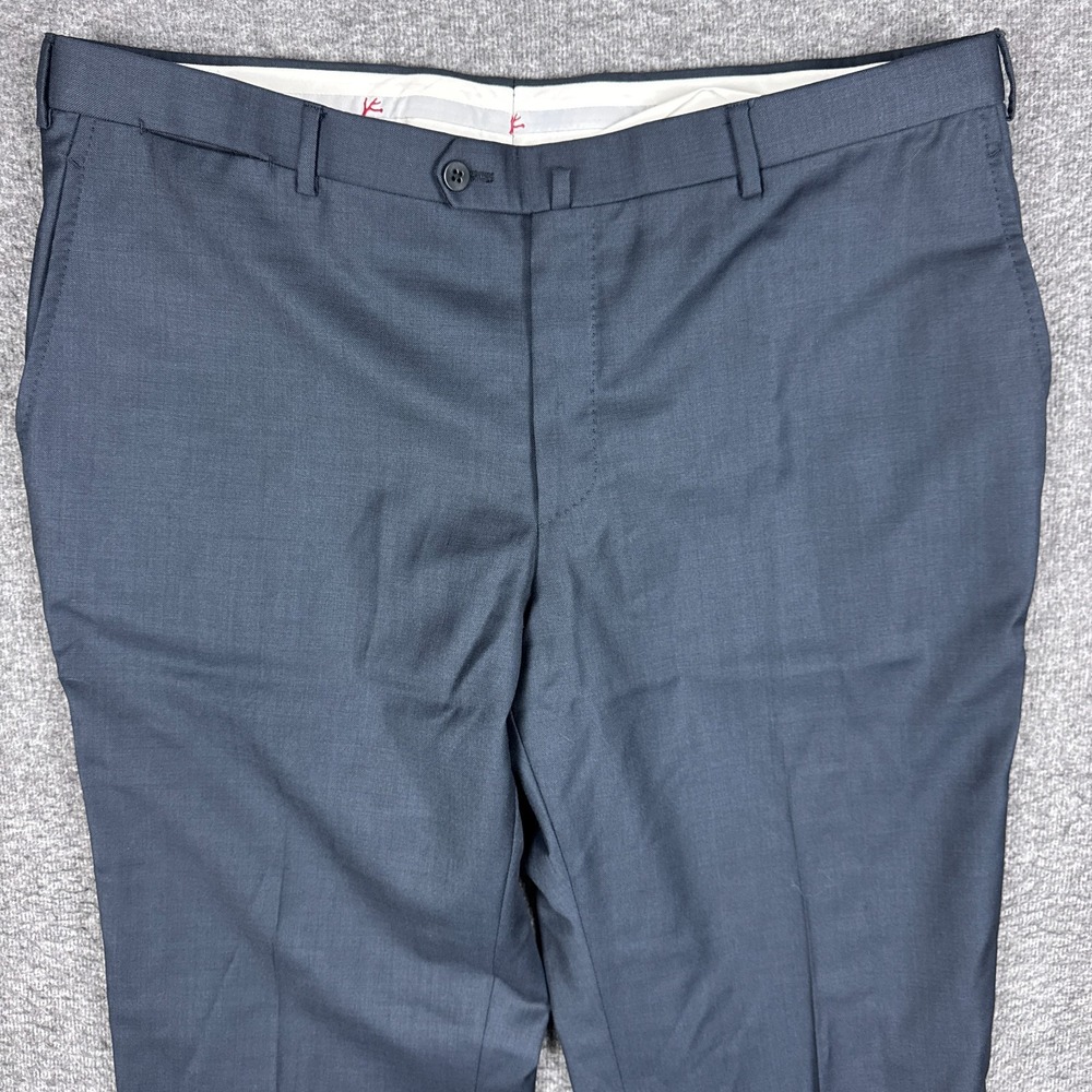 Isaia Napoli Pants Mens 58 (48x29) Blue 120s Wool Dress Suit Trousers Italy Made